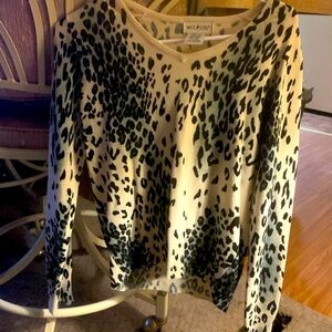 White Stag Sweater Cheetah Print Small